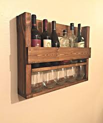 Rustic Wood Wine Rack With Stemless Wine Glass Shelf Beer Wine Wall Decor Alcohol Storage Wine St Wine Glass Shelf Wine Glass Storage Rustic Wine Racks