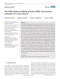 Pdf The Child Adolescent Bullying Scale Cabs Psychometric Evaluation Of A New Measure