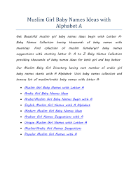 Every item on this page was chosen by a woman's day editor. Ppt Muslim Girl Baby Names Ideas With Alphabet A Powerpoint Presentation Id 7873989