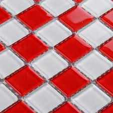 Glass Mosaic Tile Sheets Kitchen Backsplash Cheap 3031 Red And White Crystal Mosaic Bathroom Wall Tiles
