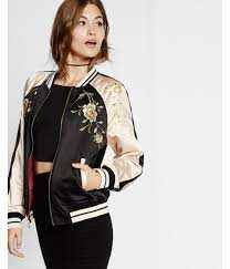 Express Embroidered Satin Tiger Reversible Bomber Jacket In Black Lyst