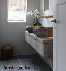 Mobile Bagno Rustico In Legno Vecchio Con Lavabi In Pietra Jpg 700 758 Natural Bathroom Bathroom Design Bathroom Decor