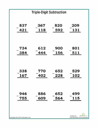 triple digit subtraction worksheet education com subtraction worksheets math worksheets 2nd grade math worksheets