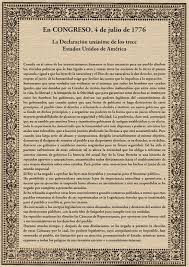 El primero de julio del 1776, thomas jefferson escribió el primer borrador de la carta de la declaración de independencia. En Congreso 4 De Julio De 1776