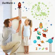 Us 3 99 20 Off Ourwarm Rocket Child Height Measure Wall Stick For Kids Room Nursery Diy Space Height Stickers Growth Chart Home Wall Decoration In