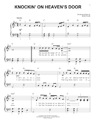 This song was originally written and performed by bob dylan for the soundtrack to the 1973 film pat garrett & billy guns n' roses recorded knockin' on heaven's door in 1990 for the soundtrack to the film days of thunder, starring tom cruise and nicole kidman. Knockin On Heaven S Door By Bob Dylan Piano Sheet Music Download Smd199927