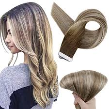 Just single clips of blonde hair. Full Shine Double Sided Tape In Hair Extensions 16 Inch Dip Dyed Color Dark Brown With Blonde Highlights Hair Extensions 3 Fading To 8 And 22 Blonde Extensions 20 Pcs 50 Grams