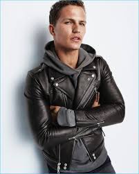 Nathaniel Visser Rocks A Leather Biker Jacket And Sweatshirt From John Elliott Leather Jacket Leather Jacket Men Brown Leather Jacket Men