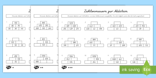 Klasse oder als einstieg in die 5. Zahlenmauern Zur Addition Arbeitsblatter Unterschiedliche