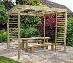 Forest 3m X 2 4m Dining Pergola With Panels Gardensite Co Uk Curved Pergola Rustic Pergola Pergola