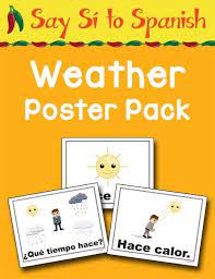 (m) my sister gave me a poster as a gift.mi hermana me regaló un póster. Say Si To Spanish Weather Poster Pack Warm Hearts Publishing
