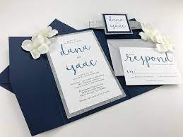 Navy Blue And Silver Glitter Wedding Invitation Sets Modern Etsy Navy And Silver Wedding Invitations Silver Wedding Invitations Lilac Wedding Invitations