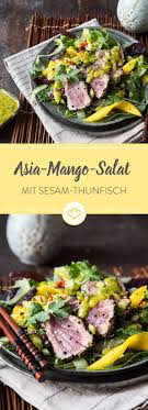 Asia Salat Mit Sesam Thunfisch Und Mango Rezept Salat Mit Thunfisch Thunfisch Und Asiatischer Salat