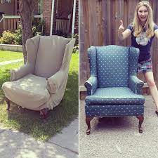 Wingback chair makeover part 1. How To Reupholster A Wing Back Chair By Confessions Of A Refashionista