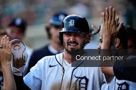 Licensable picture: Detroit Tigers shortstop Zach McKinstry (39) celebrates scoring a run against New York Yankees during the third inning at