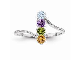 The personalized silver mothers ring 4 stone design is a stunning gift for you or the one you love. Sale Gold Mothers Ring 4 Stones Is Stock
