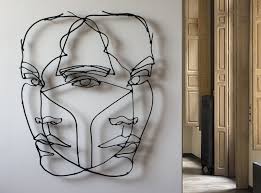 Large Metal Wall Art Abstract Home Decor Sculpture Minimalist Art Woman Face Contemporary Black Origin Wire Wall Art Original Wall Art Modern Art Abstract