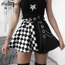 Black a line flare pu vegan leather pleated mini skirt by darker styles. Buy Best And Latest Brand Gothic Grunge Plaid Women Mini Pleated Skirt Black Punk Aesthetic Emo Alt Clothes Harajuku Sexy Streetwear Dhgate Com