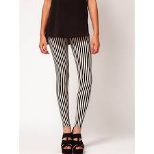 Black And White Striped Jeans Womens Black Contrast White Vertical Striped Leggings 14 Liked On Polyvore Featuring Pants Legging Black And White Pants Black And White Leggings Thick Leggings