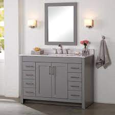 Sears has full vanities with single or double sinks that are ready to be installed and revitalize any bathroom. Home Decorators Collection Westcourt 49 In W X 22 In D Bath Vanity In Sterling Gray With Stone Effect Vanity Top In Pulsar With White Sink Wt48p2v3 St The Home Depot