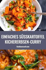 Susskartoffel Kichererbsen Curry Mit Spinat 30 Minuten Kochkarussell Rezept Kichererbsen Curry Kichererbsen Rezepte Kichererbsencurry