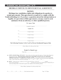 free michigan month to month rental agreement pdf