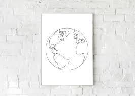 Planet Earth One Line Drawing Printable Art Abstract Earth Etsy Printable Art Line Drawing Line Art
