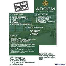 Check spelling or type a new query. Lowongan Kerja Resto Kayarasa Semarang Maret 2021