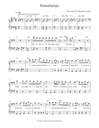 It was sent to rhythmic radio on december 13, 2016, by grand hustle records and epic records as the third single from scott's second studio album, birds in the trap sing mcknight. Travis Scott Kendrick Lamar Goosebumps Sheet Music For Piano Piano Voice Guitar Musescore Com
