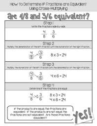 using cross multiplication for equivalent fractions handout anchor chart