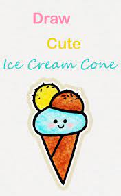 Learn How To Draw So Cute Ice Cream Cone Easy Step By Step Kawaii Tutorial Kawaii Drawing Cute Easy Drawings Art Drawings For Kids Easy Drawings For Kids