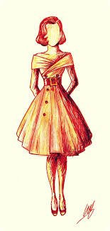 50 S Fashion Sketch 4 Fashion Sketches Dress Illustration 50s Fashion