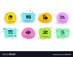 Calendar Pie Chart And Investment Graph Icons Set