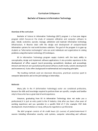 Ebook sample critique paper as a consequence it is not directly done, you could say yes even more. Curriculum Critique Information Technology Engineer