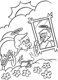 Angel Coloring Page Boy Angel Looking In The Mirror Angel Coloring Pages Cool Coloring Pages Coloring Pages
