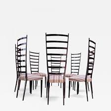 Beautiful set of four ladder back teak dining chairs. Set Of Eight Ebonized Midcentury Italian Modern Tall Ladder Back Dining Chairs