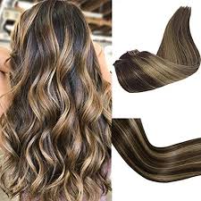 25 fabulous brown hair with blonde highlights looks to love. Clip In Human Hair Extensions Medium Brown With Strawberry Blonde Highlights Clip Ins Thickened Double Weft 10a Brazilian Hair 120g 7pcs Full Head Silky Straight 100 Human Hair 16inches 4 27 Buy Online In