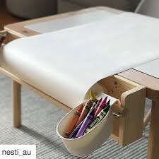 A Handy Little Art Station For The Boys Over At Nesti Au The Flisat Table Gets A Mala Drawing Paper Dispenser Onsklig Basket Ikea Ikea Hackers Billy Bookcase