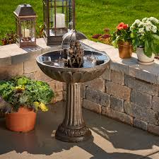 The acadia solar birdbath is an excellent solar fountain for gardens, lawns and yards so consider putting it in said places. Smart Living Home Garden Two Tier Fountains Umbrella Solar Fountain Boy And Girl Reading Smart Solar