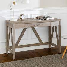 Walker Edison Furniture Company 46 In Grey Wash Rectangular 1 Drawer Writing Desk With Open Back Hdw46afgw The Home Depot Walker Edison Furniture Walker Edison Furniture Company Frame Desk