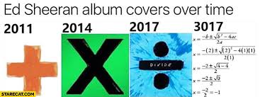 There's a chance that ed. Ed Sheeran Album Covers Over Time Mathematics Plus Multiply Divide Equation Starecat Com