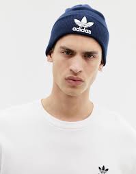 New adidas men knitted trefoil beanie warm winter comfortable hat cap uk seller. Adidas Originals Trefoil Logo Beanie In Blue For Men Lyst