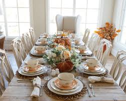 Fall Tablescape Pumpkin Fall Tablescape With Orange Accents In 2020 Fall Dining Table Decor Fall Dining Table Autumn Dining
