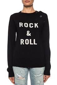 Rock & republic women's 1/2 sleeve scoop neck black & silver striped sweater s. Zadig Voltaire Rock N Roll Merino Wool Jumper In Black Lyst