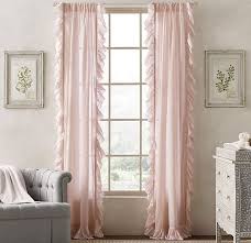 ستائر غرف نوم شيفون باللون الروز Drapery Panels Girls Room Wallpaper Pink Ruffle Curtains