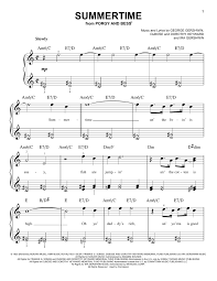 George Gershwin Summertime Sheet Music Notes Chords Score Download Printable Pdf Sheet Music Notes Summertime Sheet Music Sheet Music