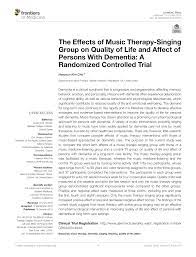 PDF) The Effects of Music Therapy-Singing Group on Quality of Life and  Affect of Persons With Dementia: A Randomized Controlled Trial