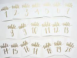 Gold Calligraphy Wedding Table Numbers Handwriting In Calligraphy Font For Wedding Decor Tabl Wedding Guest Table Wedding Table Wedding Guest Table Decor