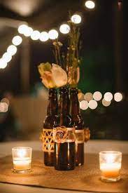 Diy Beer Bottle Centerpieces Tea Candles Diy Garden Decor Beer Bottle Centerpieces Bottle Centerpieces
