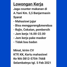 Lowongan alamat kerja cikarang terbaru operator produksi di kawasan inustri ejip jababeka hyundai mm2100 delta lulusan smk sma berita hari ini lowongan kerja terupdate wilayah jakarta pulogadung bekasi cibitung cikarang karawang purwakarta subang cirebon dan jawa barat. Lowongan Kerja Cafe Resto Kuliner Banjarmasin Sekitarnya Photos Facebook